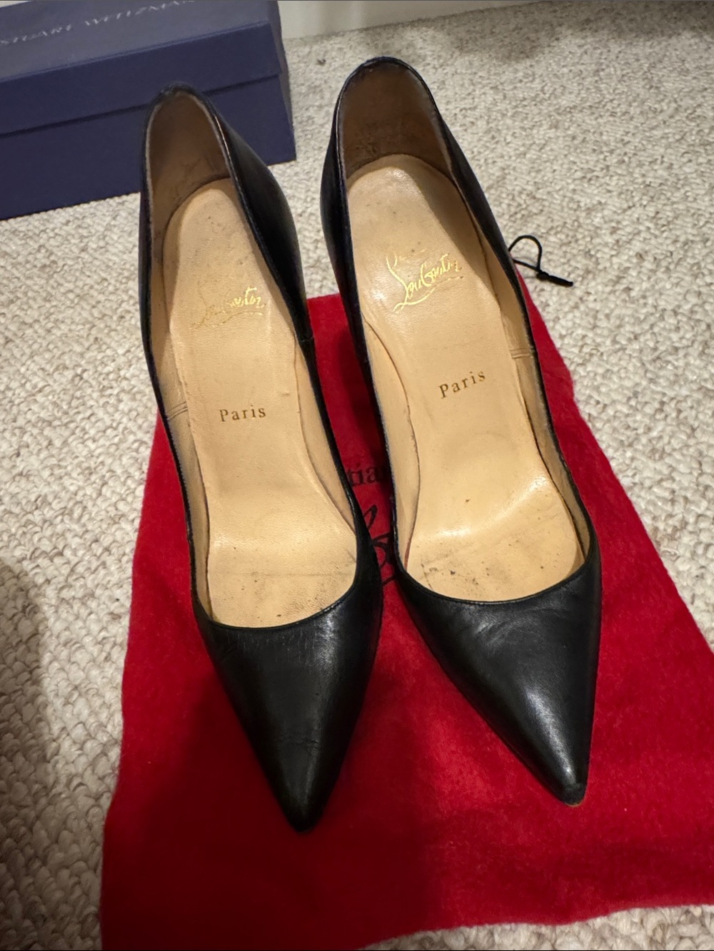 Christian Louboutin Black Leather Pointed high Pumps women’s 39